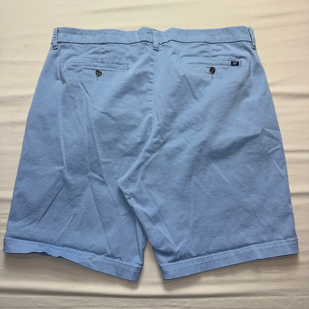 Gap Mens Blue Chino Shorts Size 40 Flat Front Stretch Cotton Twill Casual Summer
